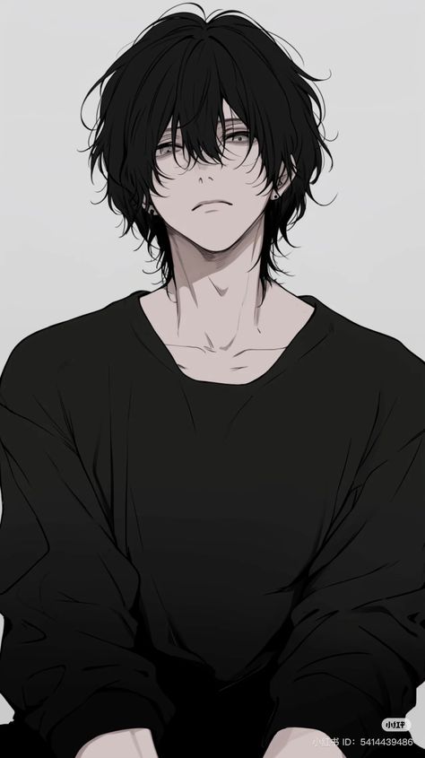 Handsome Anime Guys Sketch, Scarf Reference Drawing, Anime Men Hair, Black Hair Guy Art, Character Looking Up, Anime Hot Guy, Black Hair Boy Art, Boy Anime Characters, Guy Hair Drawing