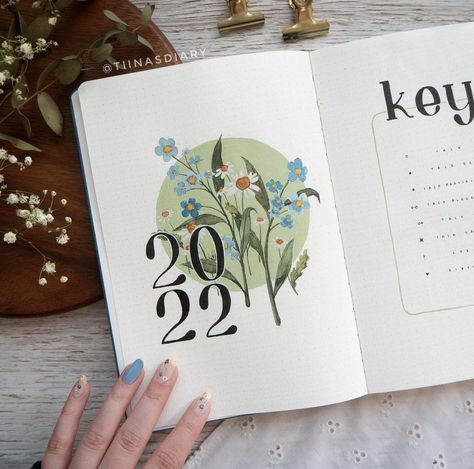 Bujo Cover Page Ideas New Year, Bujo 2023 Cover Page, New Bujo Setup, Bujo Year Cover, Bullet Journal Cover Page Ideas, Journal Cover Page Ideas, Serif Lettering, Bujo Cover, Cover Page Ideas