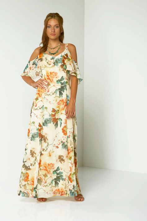 Floral Chiffon Maxi Dress, Cold Shoulder Maxi Dress, Shop Clothes, Clothes Outfits, Dreamy Dress, Clothes Women, Chiffon Maxi, Chiffon Maxi Dress, Floral Chiffon