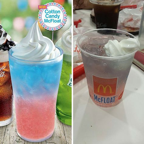 Expectations Vs. Reality Cotton Candy Drinks, False Advertising, Expectation Reality, When Life Gets Hard, Candy Drinks, Colorful Drinks, Daily Hacks, Expectation Vs Reality, Big Meals