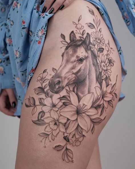 Horse Tattoo | Tattoo Ideas and Inspiration | minnietattooart Horse Tattoos For Women, Small Horse Tattoo, Horse Tattoos, Horse Shoe Tattoo, Horse Tattoo Design, Cowgirl Tattoos, Shoe Tattoos, 2 Tattoo, Tattoos For Dog Lovers