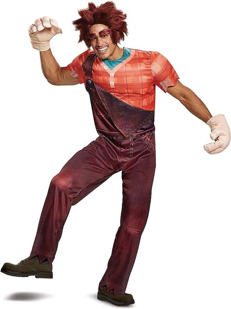 Wreck-it Ralph Costume! #wreck-itralph #wreckitralph #ralph #costume #halloween Tapper Game, Wreck It Ralph Halloween Costume, Wreck It Ralph Halloween, Costumes For Guys, Wreck It Ralph Costume, Brown Suspenders, Bushy Eyebrows, Vanellope Von Schweetz, Big Building