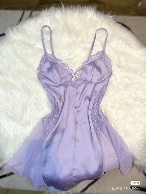 Annika Volkov, Lingerie Aesthetic, Coquette Lingerie, Pajamas Aesthetic, Purple Lingerie, Cute Pjs, Pajama Fashion, Sleepwear Fashion, Cute Sleepwear