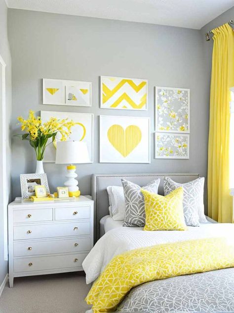 21  Sunny Yellow Bedroom Ideas For Girls 22 Beige And Yellow Bedroom, Bedroom Ideas With Color, Yellow Wall Color, White Themed Bedroom, Grey And Yellow Bedroom, Yellow Girls Bedroom, Yellow Bedroom Walls, Yellow Bedroom Ideas, Yellow Girls