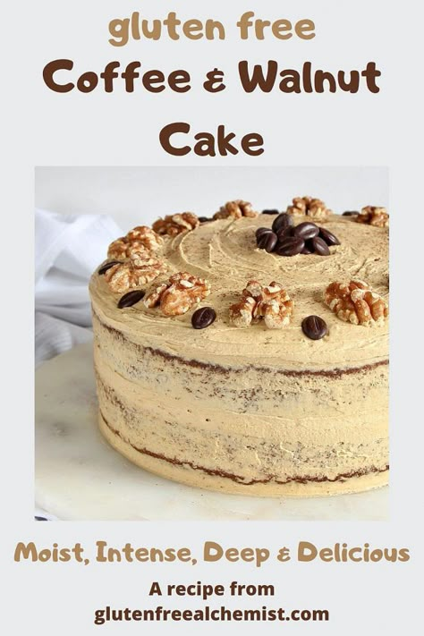 Gluten Free High Tea, Coffee Walnut Cake, Walnut Cake Recipe, Gluten Free Coffee Cake, Gluten Free Coffee, Budget Food, Dairy Free Coffee, Coffee And Walnut Cake, Gluten Free Cake Recipe