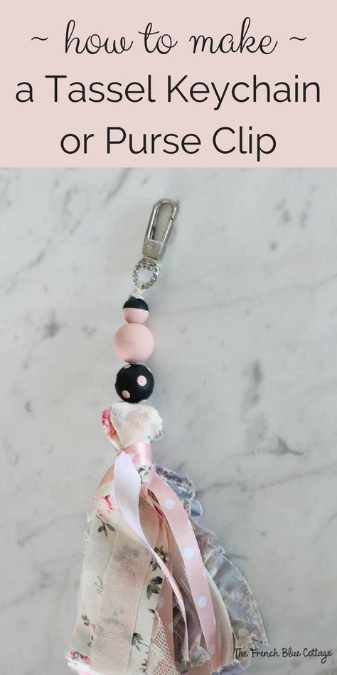 Tassel Keychain Diy, Wood Bead Keychain, Purse Charms Diy, Tassels Tutorials, Cottage Diy, Ribbon Tassel, Tassel Key Chain, Tassel Crafts, How To Make Tassels