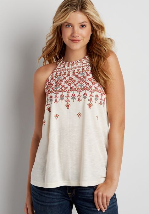 Tank Top From T Shirt, Inspiration Pics, Short Kurti, Fall Fashion 2016, High Neck Tank Top, High Neck Tank, Fashion Attire, Fashion Tops, Halter Neck