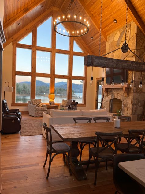 A Frame Vaulted Ceiling Living Room, Small Cabin Homes Interior, Log Cabin Vaulted Ceiling, Mountain Home Lighting, Vaulted Cabin Ceiling, Log Cabin Modern Interior, Cabin Vaulted Ceiling Lighting, Vaulted Ceiling Cabin, Cathedral Ceiling Cabin