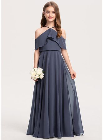 JJsHouse A-Line Off-the-Shoulder Floor-Length Chiffon Junior Bridesmaid Dress With Cascading Ruffles Young Bridesmaid Dresses, Kids Bridesmaid Dress, Chiffon Flower Girl Dress, Bridesmaid Dresses Floor Length, Girls Bridesmaid Dresses, Junior Bridesmaid Dress, Cascading Ruffles, Kids Designer Dresses, Dresses Chiffon