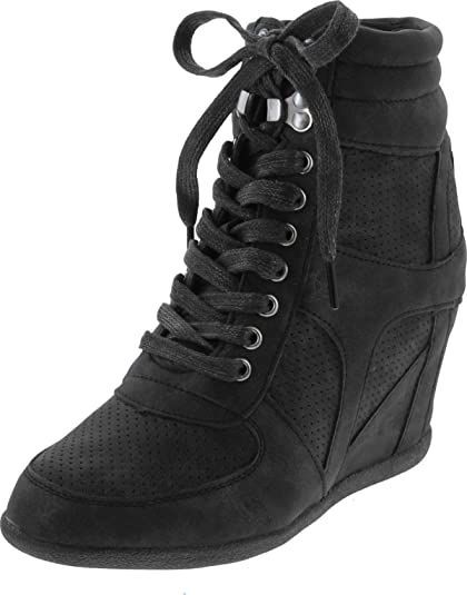 Static Footwear womens Dakota-08 Wedge Tennis Shoes, Womens Wedge Boots, Hidden Wedge Sneakers, Black Wedge Sneakers, White Canvas Shoes, Casual Dress Shoes, Wedges Style, Black Wedge, Mesh Shoes