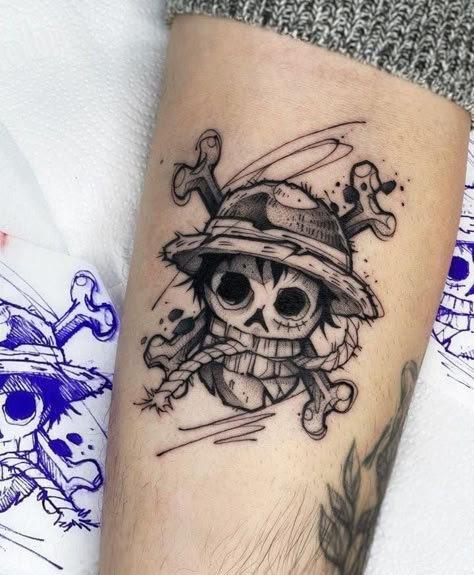 One Piece Tattoo Design, Luffy Tattoo Ideas, Luffy Tattoo, Tato Naruto, Gotik Tattoo, Tato Minimal, Manga Tattoo, One Piece Tattoos, Naruto Tattoo