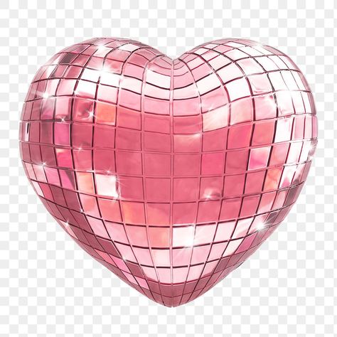 Disco Heart, Transparent Png Aesthetic, Heart Transparent, Y2k Stickers, Pink Disco, Png Heart, Sticker Design Inspiration, Scrapbook Printing, Valentine Stickers