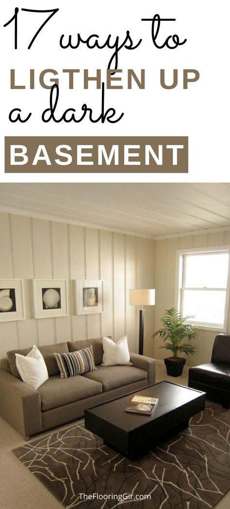 How to lighten and brighten a dark basement. Colors To Brighten A Room, Basement Wall Colors, Basement Family Rooms, Basement Colors, Basement Paint Colors, Basement Decoration, Dark Basement, Basement Lighting, Dream Basement