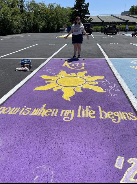 Disney Parking Spot Painting Ideas, Senior Parking Spaces Disney, Cute Parking Spot Painting Ideas, Highschool Parking Spot Ideas, Senior Parking Ideas, Parking Spaces Ideas, Painted Parking Spaces Ideas, Parking Spot Painting Ideas, Senior Spots