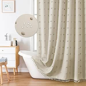 Guest Bathroom Ideas Shower Curtains, Rustic Boho Bathroom Decor, Shower Curtain For Small Bathroom, Spa Like Bathroom Decor, Boho Chic Bathroom Decor, Fancy Shower Curtains, Farmhouse Beige, Boho Chic Bathroom, Bathroom Minimalist