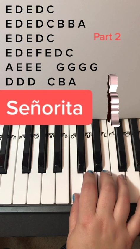 Senorita Piano Notes, Piano Music With Letters, Piano Sheet Music Beginners, Piano Tutorials Songs, Piano Songs For Beginners, Piano Sheet Music Letters, Piano Music Easy, Piano Chords Chart, Piano Notes Songs