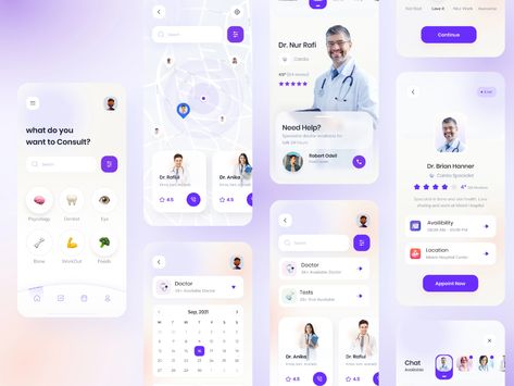 Design Clinic, Doctor App, Health App Design, Medical App, Ui Ux App, Website Color Palette, App Design Inspiration, Health Design, Mobile App Ui