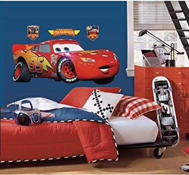 Disney Wall Decals, Cars Lightning Mcqueen, Daughter Bedroom, Car Bedroom, Toddler Boys Room, Disney Wall, Childrens Wall Art, Wall Bedroom, Bedroom Kids