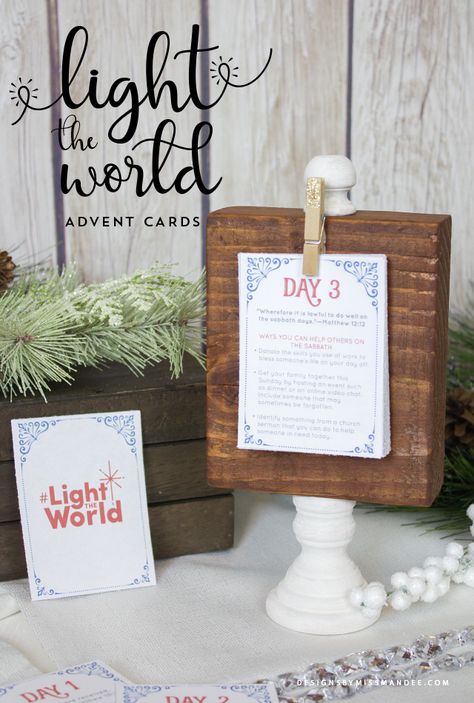 Light The World Printable, Light The World Ward Christmas Party, Light The World Christmas Party, Advent Cards, Light The World, Neighborhood Gifts, Ward Christmas Party, Christmas Service, Festival Ideas