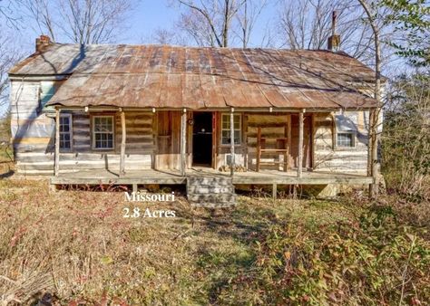 FSBO Missouri Pre-Civil War Fixer Upper Log Cabin For Sale on 2.8 Acres $28K - Old Houses Under $50K Wood Cabins, Log Cabins For Sale, Cabins For Sale, Old Abandoned Houses, Home Inspector, For Sale By Owner, How To Buy Land, Abandoned Houses, Cabins In The Woods