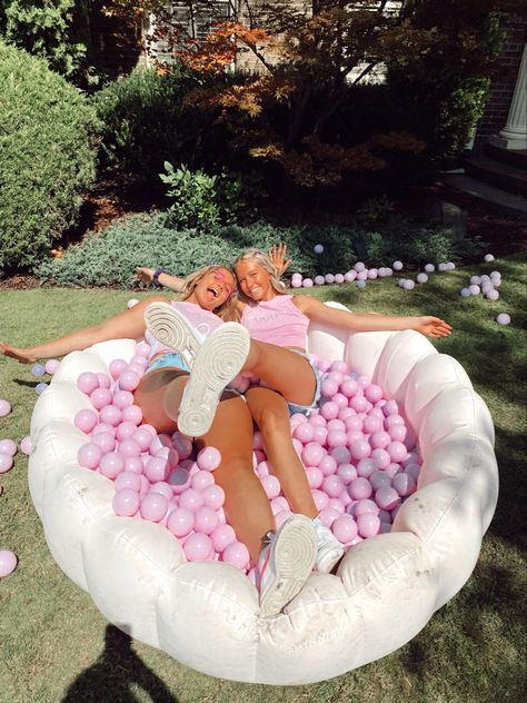 Princess Bid Day Theme, Birthday Party Bid Day, Bubble Bath Bid Day, Ball Pit Photoshoot Picture Ideas, Bid Day Pictures, Tea Party Bid Day, Sweet Bid Day Theme, Birthday Bid Day Theme, Barbie Bid Day