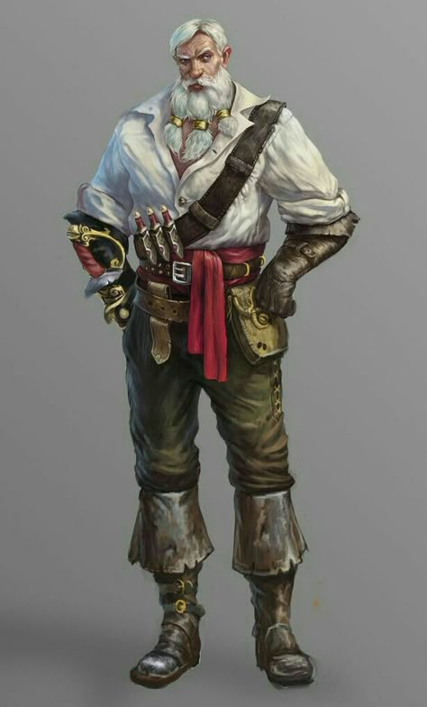 Male Old Human Pirate - Pathfinder PFRPG DND D&D d20 fantasy Pirate Clothing, Pathfinder Character, Pirate Art, Oldest Human, Heroic Fantasy, Male Character, Human Male, Dungeons And Dragons Characters, Dnd Art