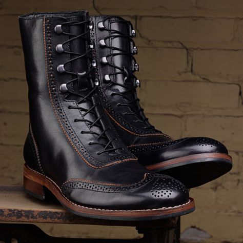 Men's Winchester 1000 Mile Brogue Boot - W06492 - Vintage Boots | Wolverine Stylish Boots For Men, Dress Leather Boots, Dark Brown Boots, Black Leather Oxfords, Brogue Boots, Oxford Brogues, Ankle Boots Men, High Ankle Boots, Brown Leather Ankle Boots