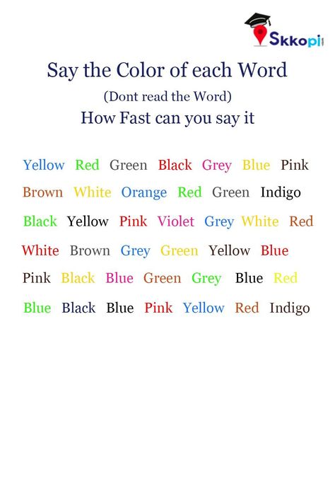 Say the color of each word - brain teasing Iq Games, Alphabet Writing Worksheets, Text Games, Test For Kids, Scramble Words, Brain Teasers For Kids, Brain Memory, Reading Test, Say Word