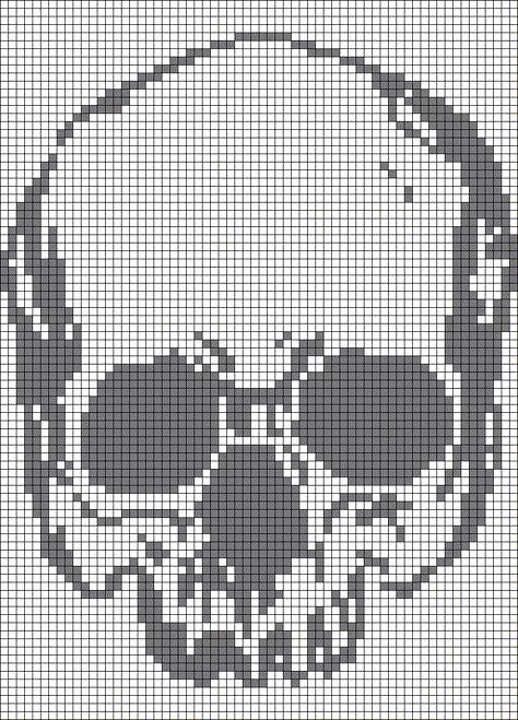 Alpha pattern #160438 | BraceletBook Creepy Alpha Pattern, Skull Pixel Art Grid, Skeleton Alpha Pattern, Skull Alpha Pattern, Halloween Knits, Skeleton Crochet, Bracelet Book Patterns, Bracelet Book, Cat Skeleton