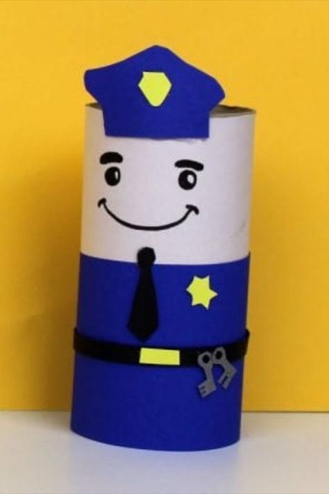 Art And Craft Occupation For Kids, Policeman Craft, Community Helpers Art, Fireman Crafts, Police Crafts, Community Helpers Crafts, Community Helpers Preschool Activities, Felt Puppets, Toilet Roll Craft