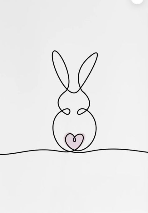 Easter Line Drawings, Easter Bunny Doodle, Easter Line Art, Bunny Line Drawing, Bunny Line Art, Bunny Tattoo, Wire Knitting, Bunny Tattoos, Rabbit Tattoos