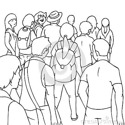 crowd-young-people-students-gathering-illustration-design-black-white-isolated-drawing Crowd People Drawing, People Gathering Illustration, How To Draw A Crowd Of People, Drawing Crowds Of People, Crowd Drawing Reference, Crowd Of People Drawing, Crowd Of People Illustration, Crowd Sketch, Gathering Illustration