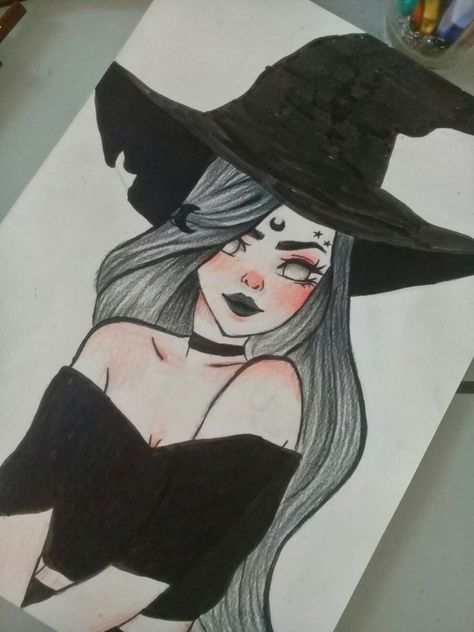 Halloween Drawings Witch, Tumblr Thoughts, Witch Sketch, Halloween Tumblr, Girl Drawing Easy, Witch Drawing, Dark Art Drawings, Halloween Drawings, Klaus Mikaelson