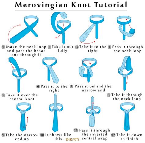 Merovingian/Ediety Knot | 101 Knots Tie Tying, Cool Tie Knots, Eldredge Knot, Tie Knot Styles, Tie A Necktie, Dapper Gentleman Style, Windsor Knot, Neck Tie Knots, Style Hacks