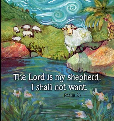 I Shall Not Want, Scripture Art Print, Easter Paintings, The Lord Is My Shepherd, School Murals, Christian Kids, Psalm 23, Scripture Art, Bible Art