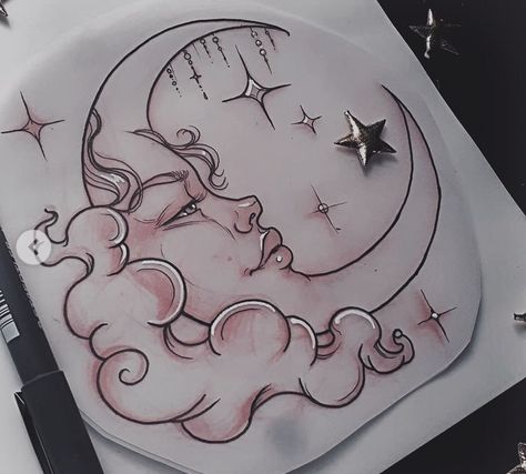 Intricate Sun And Moon Tattoo, Moon Sketch Aesthetic, Pencil Drawings Of Flowers, Clever Tattoos, Sun And Moon Drawings, Sketching Ideas, Red Ink Tattoos, Canvas Drawing