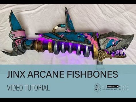 Arcane Jinx Fishbones Tutorial - YouTube Jinx Cosplay, Arcane Jinx, Fish Bones, Rocket Launcher, Cosplay Tutorial, Fallen In Love, Cosplay Diy, Cosplay Tips, Fish Bone