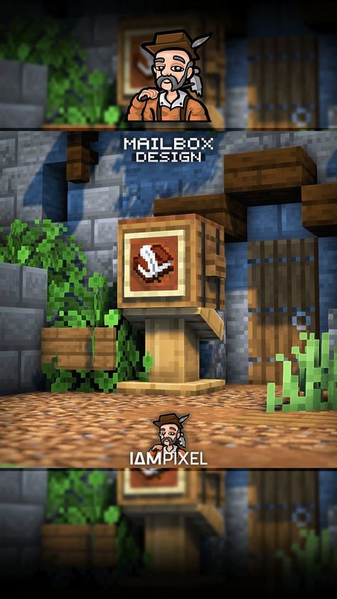 Minecraft Mailbox Design, Mailbox Minecraft, Minecraft Mailbox Ideas, Minecraft Scarecrow, Survival Ideas, Mailbox Design, Minecraft Castle, Minecraft Builds, Minecraft Projects