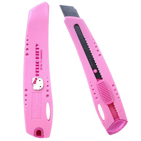 Box-Cutter Knife Images Hello Kitty, Hello Kitty House, Charmmy Kitty, Pretty Knives, Hello Kitty Aesthetic, Yami Kawaii, Pink Hello Kitty, Kawaii Accessories, Hello Kitty Items