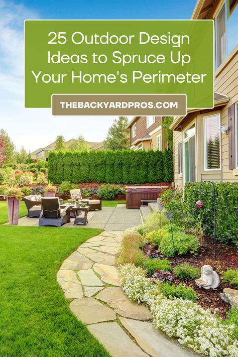 Spruce up your home's perimeter with 25 creative outdoor design ideas. From colorful plants to chic pathways, these concepts will help elevate the space around your house. Outdoor Design Ideas, Rock Mulch, Rubber Mulch, Wood Mulch, Foundation Planting, Concrete Pavers, Backyard Fire, Colorful Plants, Fire Pit Backyard