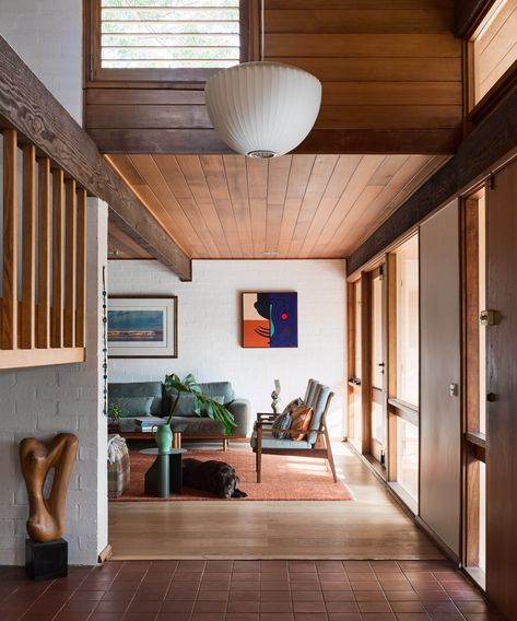 70s Interior Design, Cedar Walls, 70s House, 70s Interior, 70s Home, Warm Interior, The Design Files, Apartment Inspiration, Mid Century Modern House