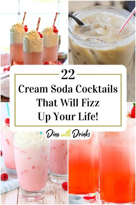 Collage of 4 cream soda cocktails.