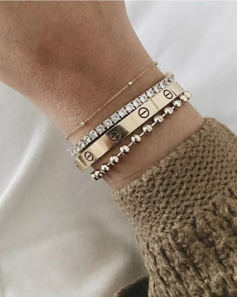 gold bracelet stack and amazon tennis bracelet #style #bracelets #amazonfinds Gold Bracelets Stacked, Jewellery Board, Winter Inspiration, Gold And Silver Bracelets, Dallas Fashion, Gold Bracelet For Women, Simple Bracelets, Stacked Jewelry, Summer Inspiration