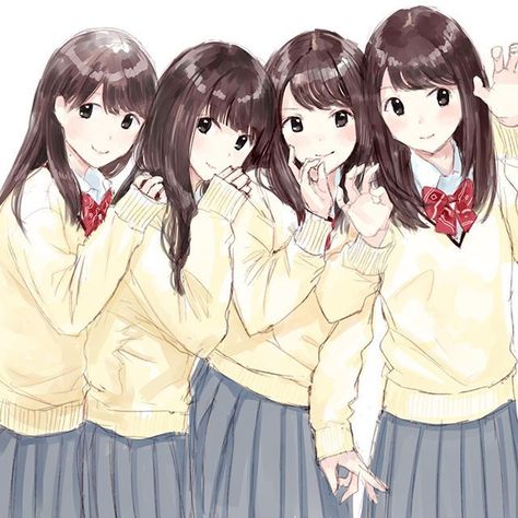 Group Reference, Anime Bff, Super Drawing, Friends Anime, 4 Best Friends, Anime Friends, Japanese High School, Best Friend Drawings, Friends Illustration