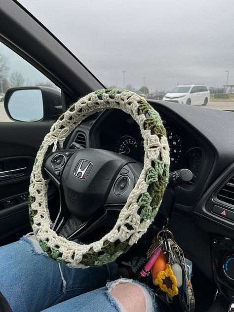 Ravelry: Crochet Steering Wheel Cover pattern by Allie P. Smith Car Wheel Crochet Cover, Knitted Steering Wheel Cover, Crochet Car Steering Wheel Cover Free Pattern, Crochet Steering Wheel Covers, Car Crochet Decor, Crochet Car Cover, Crochet Wheel Cover Free Pattern, Steering Wheel Cover Crochet Pattern Free, Crocheted Steering Wheel Cover