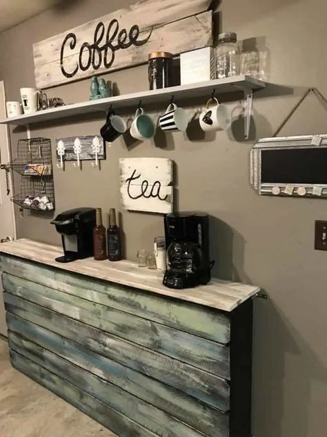 22+ Coffee Bar Ideas You Can DIY This Weekend | Decor Snob Kaffe Bar, Bar Console, Coffee Station Kitchen, Coin Café, Farmhouse Coffee Bar, Coffee Bar Ideas, Diy Coffee Bar, Coffee Bar Design, Design Café