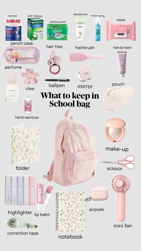 School Bag Organization, High School Essentials, Retail Job, Middle School Essentials, School Emergency Kit, School Backpack Essentials, Preppy School Supplies, School Routine For Teens, Get Home Bag