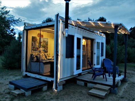 Tiny House Container, Door Openings, Night Story, Container Homes For Sale, House Models, Shipping Container Cabin, Container Cabin, House Cladding, Mobile Living