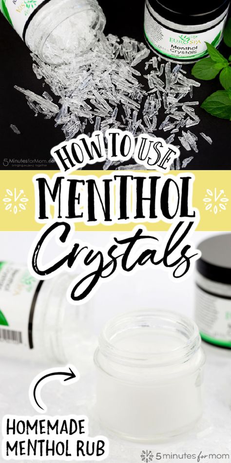 How to Use Menthol Crystals and Make Homemade Menthol Rub #ad #menthol #diymentholrub #mentholcrystals Homemade Mentholatum, Menthol Crystals Recipes, Menthol Crystals Uses, Soap Craving, Menthol Rub, Herb Tinctures, Vicks Vapor Rub, Menthol Crystals, Homemade Essential Oil