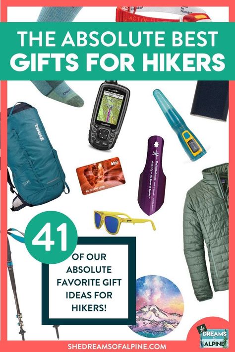 41 Of The Best Gifts for Hikers — She Dreams Of Alpine Gifts For Hikers, Hiking Gifts, Hiking Destinations, Outdoor Essentials, Backpacking Gear, Hiking Tips, Camping Backpack, Hiking Gear, Travel Lover